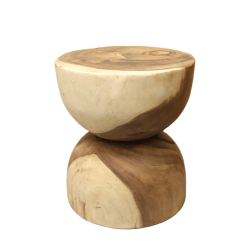 Stolik Stołek Owal okrągły pełne drewno TEAK 45x40cm